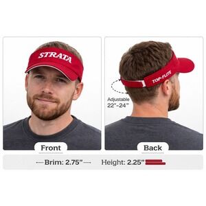 Top-Flite Strata Golf Visor Red Adjustable Sun Hat Mens Womens Embroidered